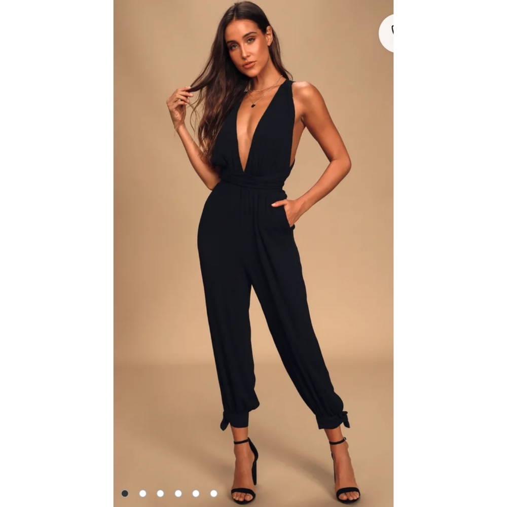 Lolinda Black Convertible Halter Jumpsuit